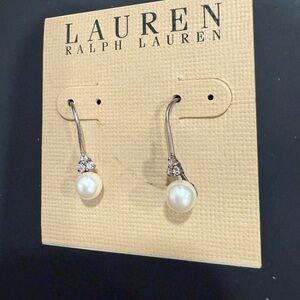 Lauren Ralph Lauren Silver and Pearl Drop Earrings
